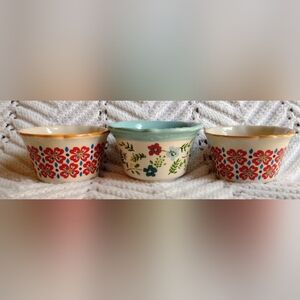 3 Pioneer Woman Multicolor Scalloped Ramekin Flower Spring